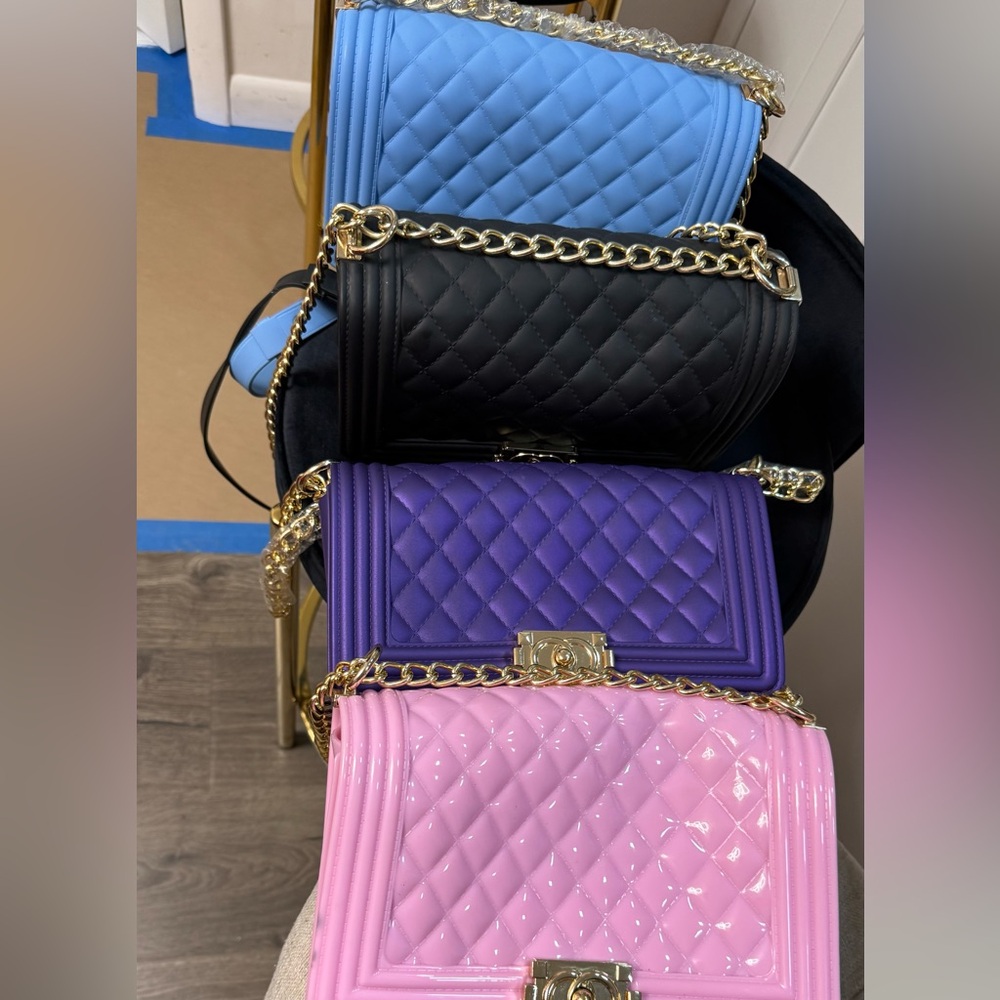 Women Exquisite Soft PVC Jelly Wallet with Shoulder Strap Pink Black Blue